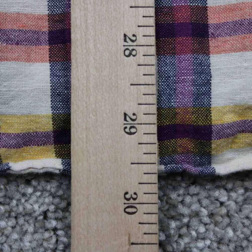 J. Crew Cotton/Linen Blend Shirt Mens‎ Large Pink/Purple/Yellow/White L/S Button
